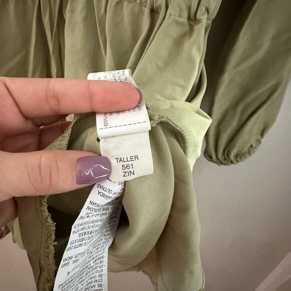 Zara Women's Light Green Long Sleeve Button Front‎ Tie Waist Shirt Dress Size S - Picture 9 of 10